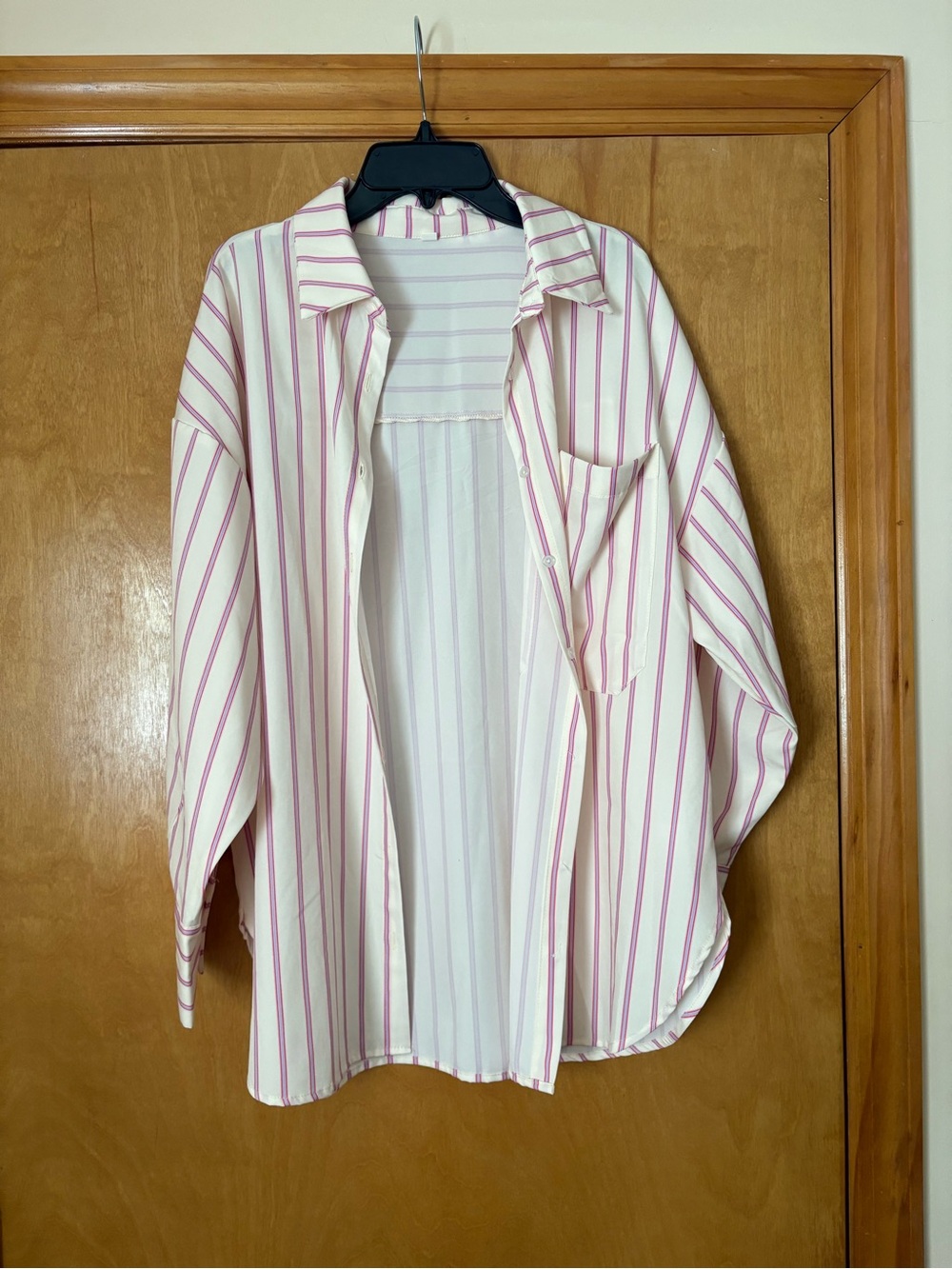 Shein White Multicolored Striped Button Up Top
